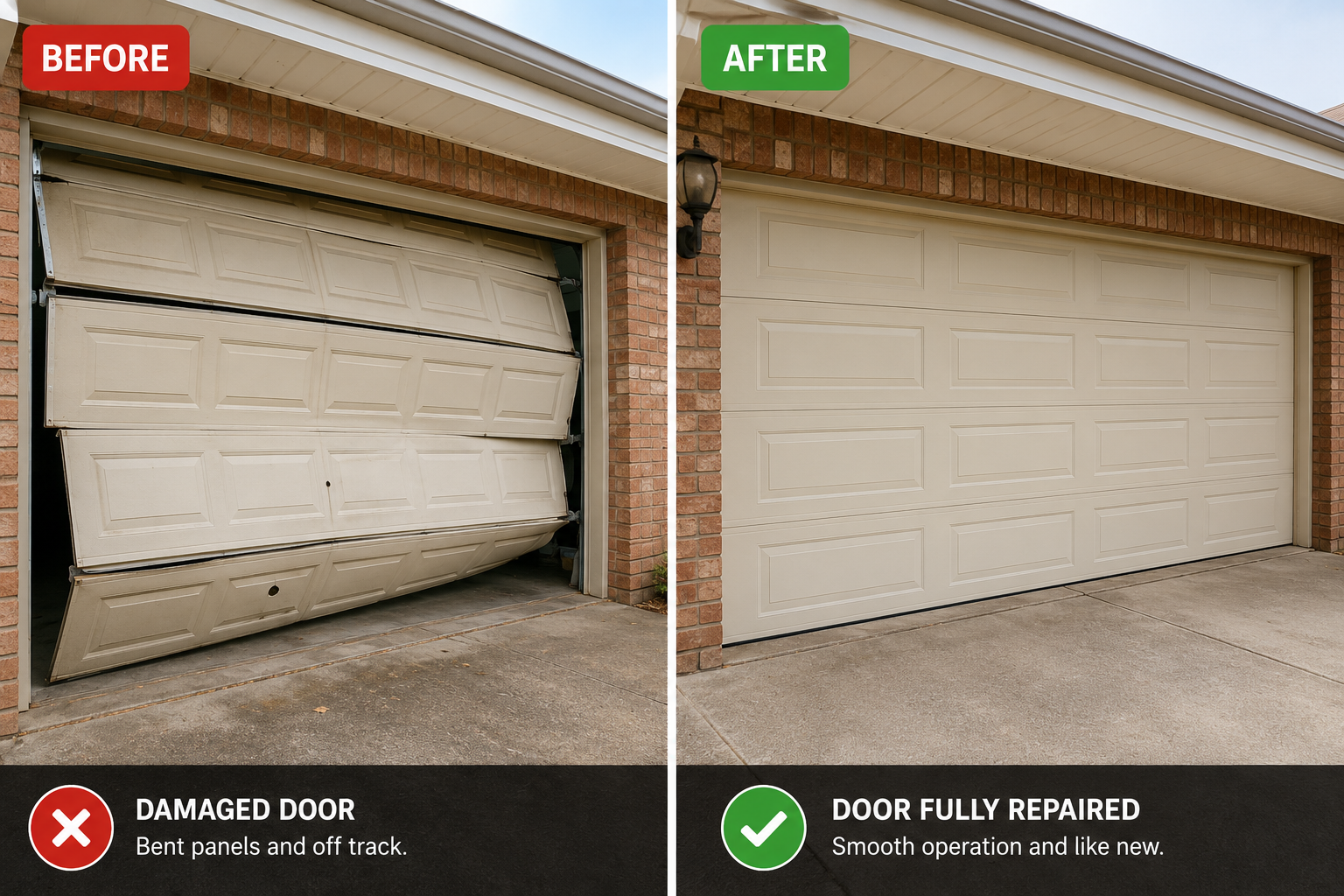 Garage door spring replacement before and after - Melbourne