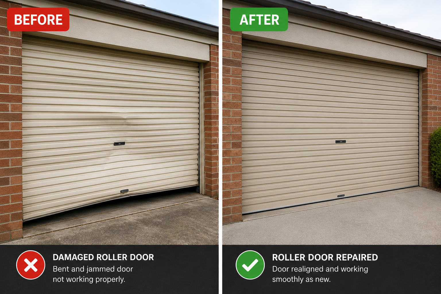 Garage door spring replacement before and after - Melbourne